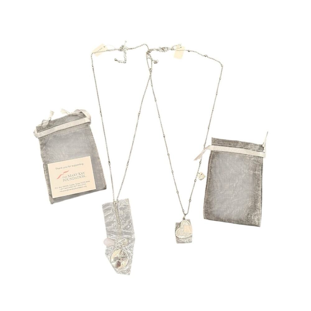 NEW Mary Kay Bundle of (2) Necklaces Mary Kay Foundation Silver Long Necklaces